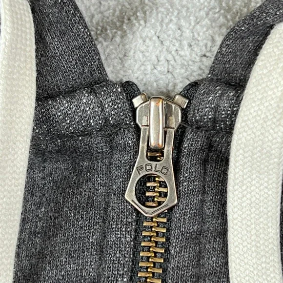 Polo Ralph Lauren Hoodie Mens M Gray Full Zip Heavyweight Double Knit Pony - Picture 7 of 11